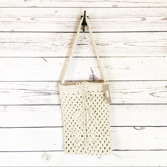 Crown Vintage Macramé Purse Woven Crochet Bag - Picture 1 of 12
